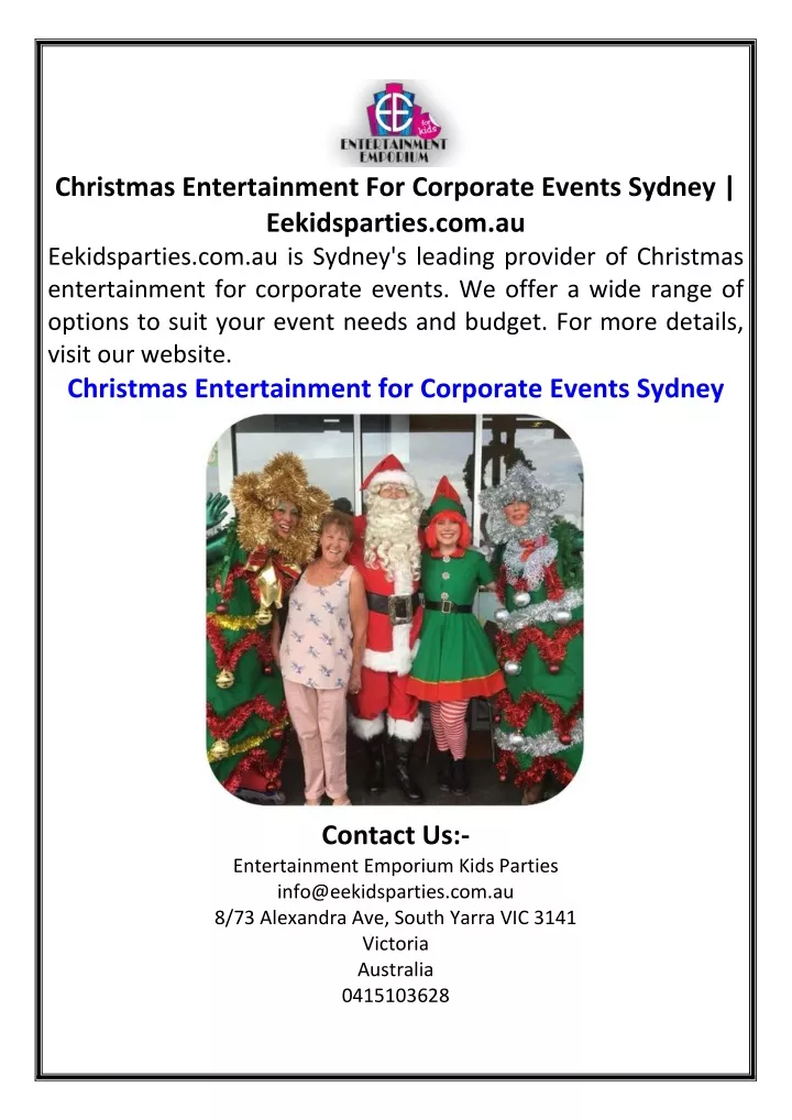 christmas entertainment for corporate events