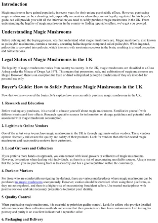 Buyer's Guide: How to Safely Purchase Magic Mushrooms in the UK