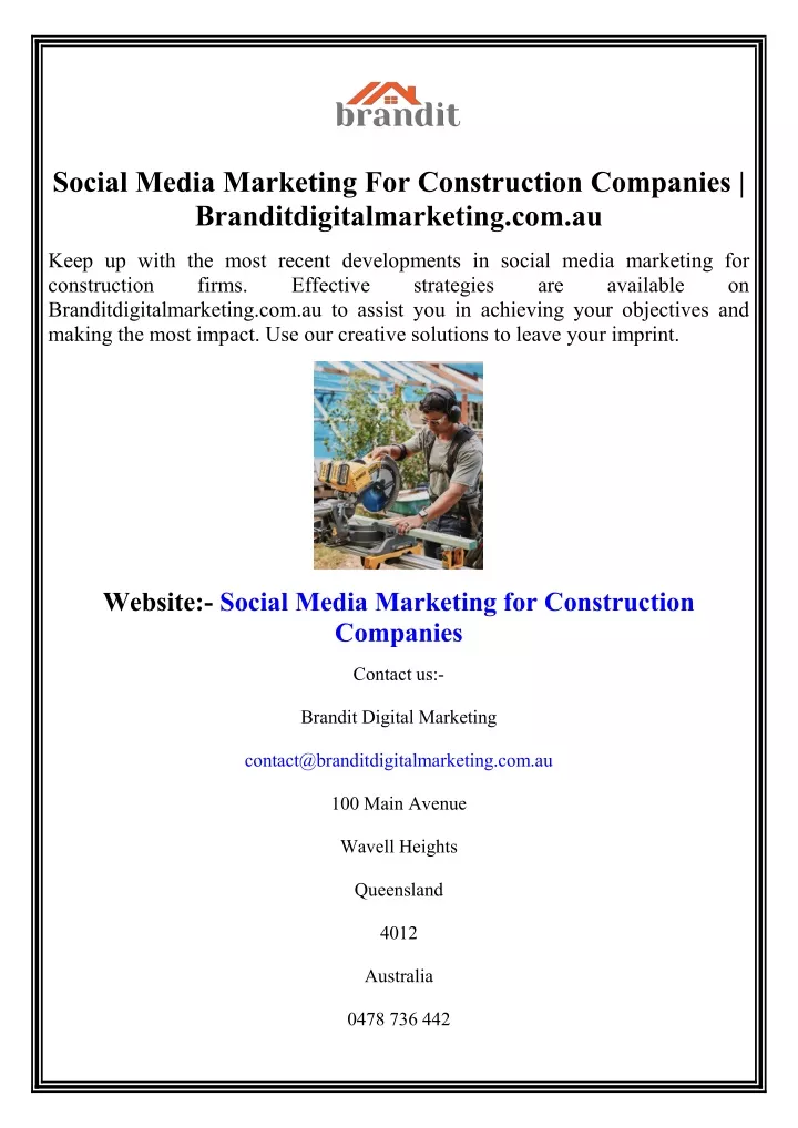 social media marketing for construction companies