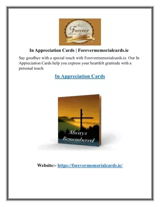 In Appreciation Cards  Forevermemorialcards.ie