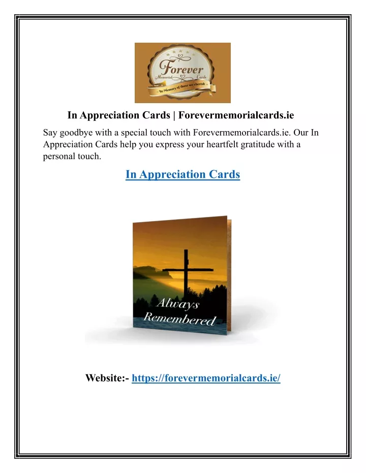 in appreciation cards forevermemorialcards ie