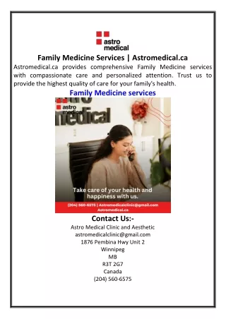 Family Medicine Services  Astromedical.ca