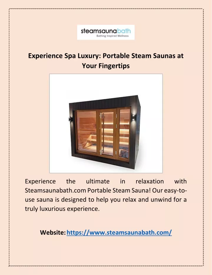 experience spa luxury portable steam saunas