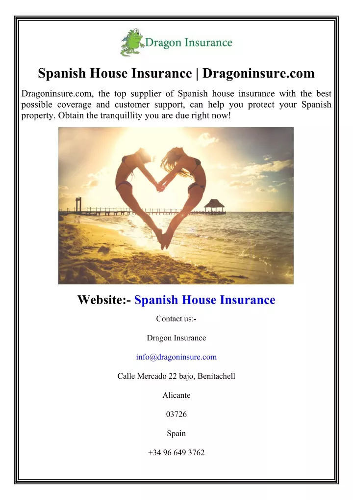 spanish house insurance dragoninsure com