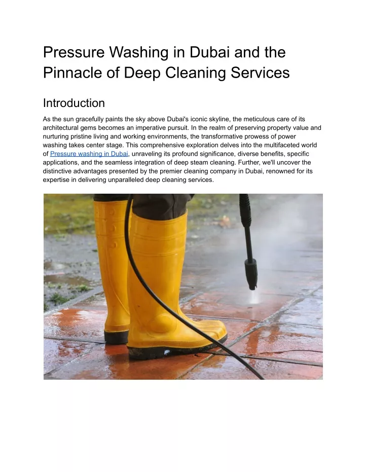 pressure washing in dubai and the pinnacle