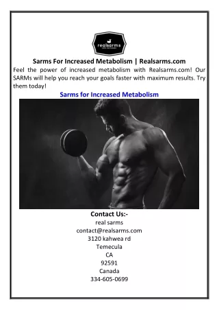 Sarms For Increased Metabolism  Realsarms.com