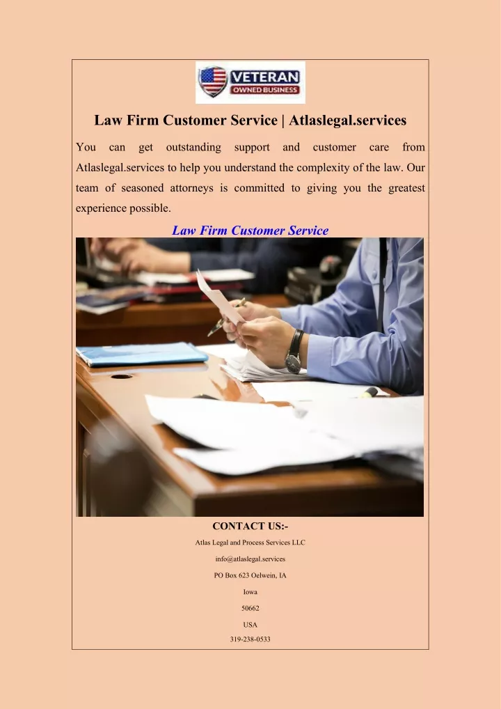 law firm customer service atlaslegal services