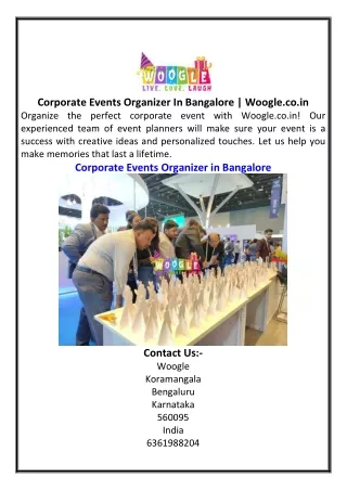 Corporate Events Organizer In Bangalore  Woogle.co.in