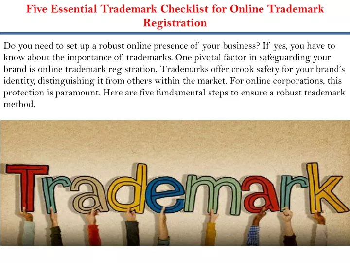 five essential trademark checklist for online