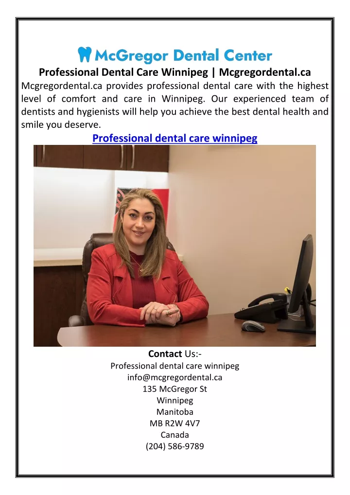 professional dental care winnipeg mcgregordental