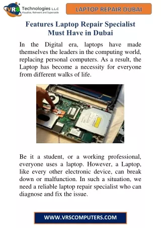 Features Laptop Repair Specialist Must Have in Dubai