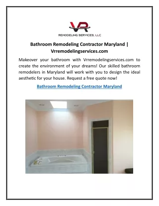 Bathroom Remodeling Contractor Maryland | Vrremodelingservices.com