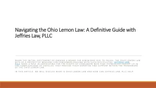 navigating the ohio lemon law a definitive guide with jeffries law pllc