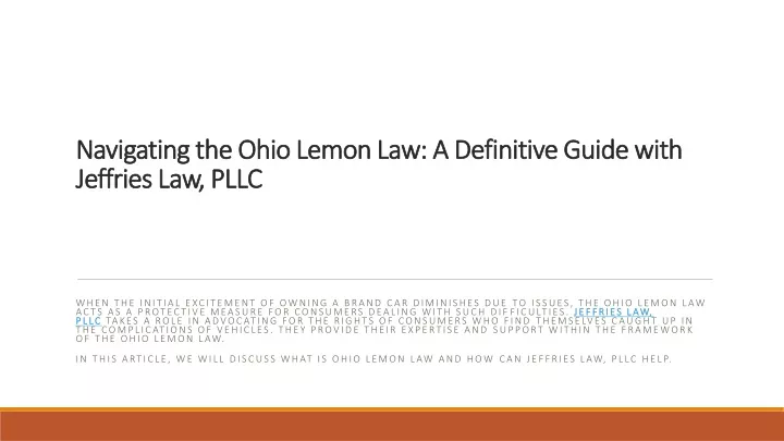 navigating the ohio lemon law a definitive guide with jeffries law pllc