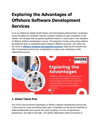 Offshore Software Development for Tomorrow's Solutions
