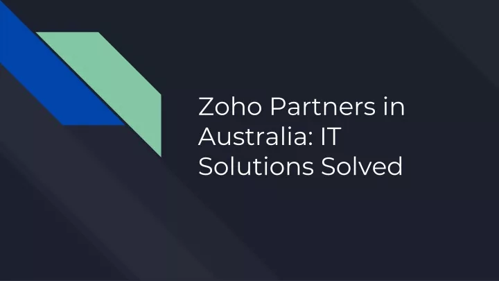 zoho partners in australia it solutions solved