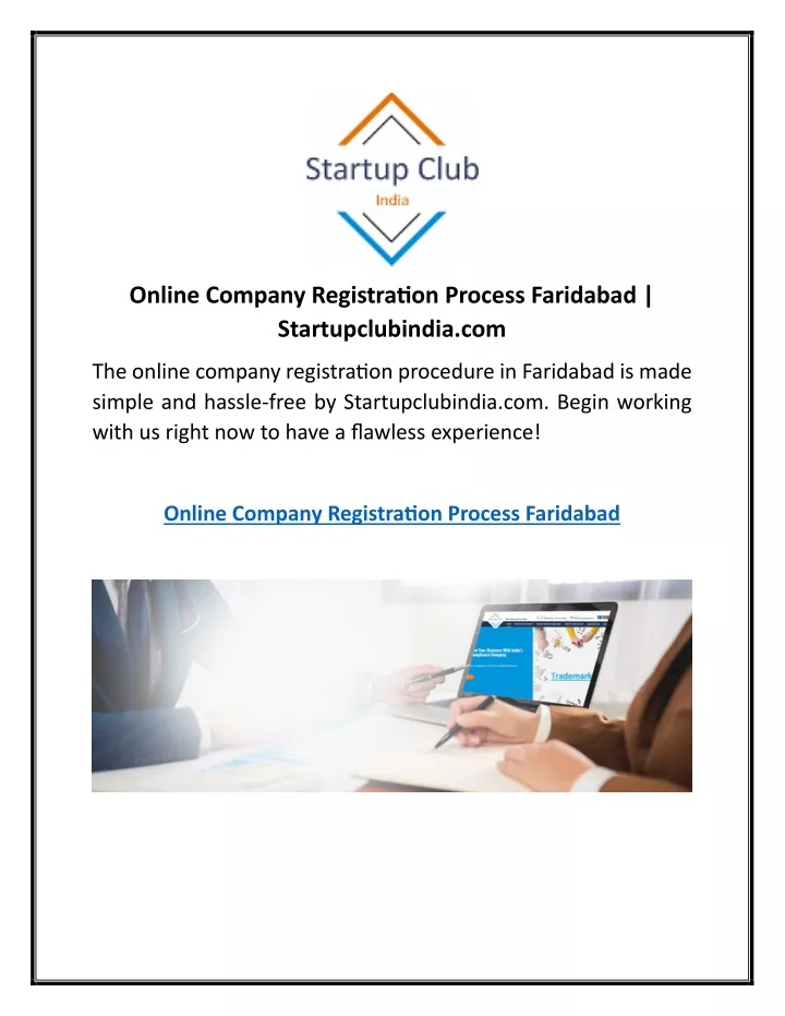 online company registration process faridabad