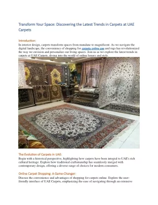 Transform Your Space Discovering the Latest Trends in Carpets at UAE Carpets