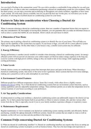 How to Select the Right Ducted Air Conditioning System for Your Residence