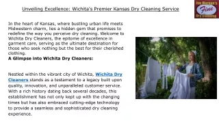 Unveiling Excellence Wichita's Premier Kansas Dry Cleaning Service