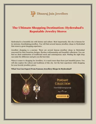 The Ultimate Shopping Destination Hyderabad's Reputable Jewelry Stores