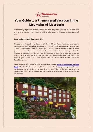Your Guide to a Phenomenal Vacation in the Mountains of Mussoorie