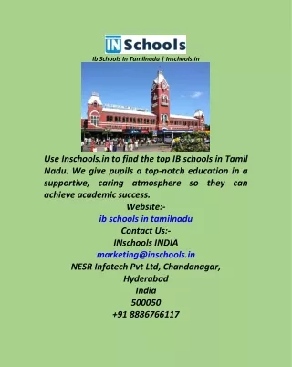 Ib Schools In Tamilnadu  Inschools.in