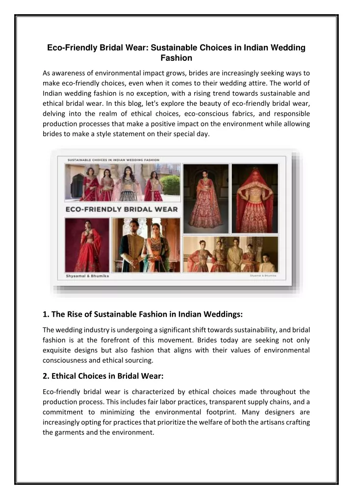 eco friendly bridal wear sustainable choices