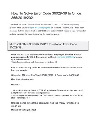 how to solve error code 30029 39 in office