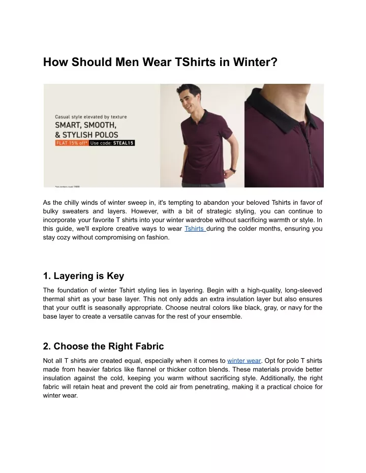 how should men wear tshirts in winter