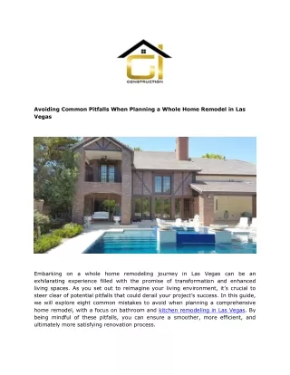 Avoiding Common Pitfalls When Planning a Whole Home Remodel in Las Vegas