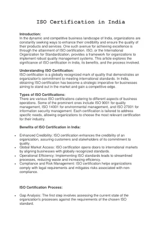 iso certification in india