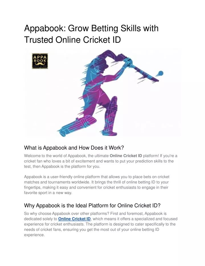 appabook grow betting skills with trusted online cricket id