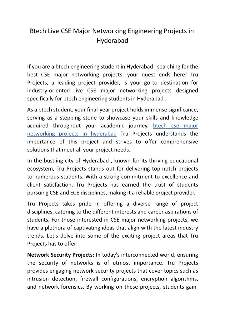 btech live cse major networking engineering