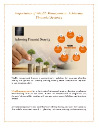 Importance of Wealth Management: Achieving Financial Security