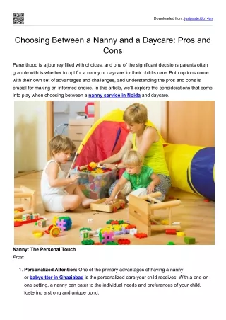 Choosing Between a Nanny and a Daycare - Pros and Cons
