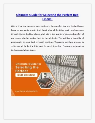 Ultimate Guide for Selecting the Perfect Bed Linens!