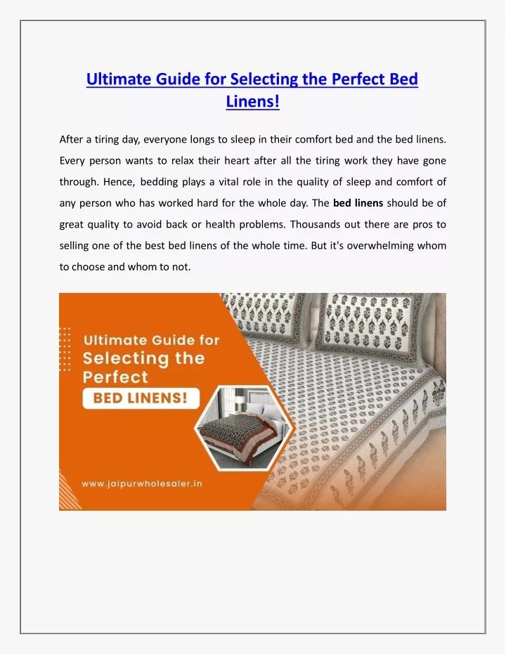 ultimate guide for selecting the perfect bed linens