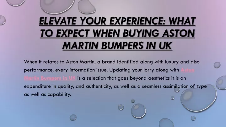 elevate your experience what to expect when buying aston martin bumpers in uk