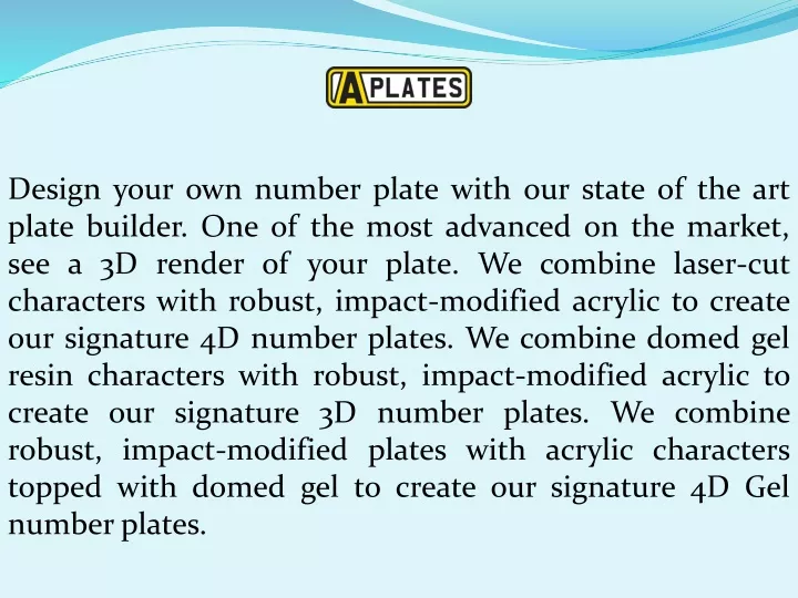 design your own number plate with our state