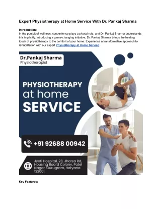 Expert Physiotherapy at Home Service With Dr. Pankaj Sharma