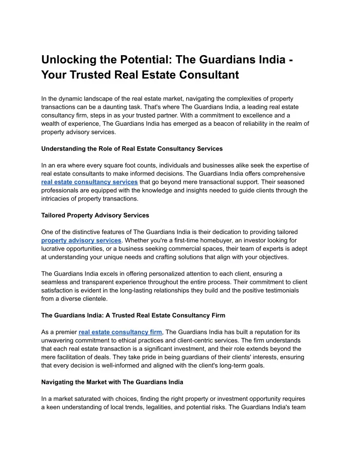 unlocking the potential the guardians india your