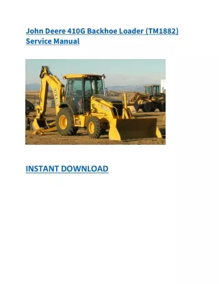 John Deere 410G Backhoe Loader (TM1882) Service Manual