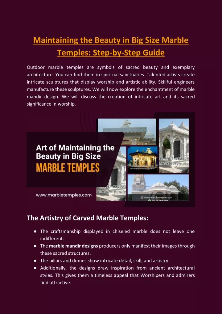maintaining the beauty in big size marble temples