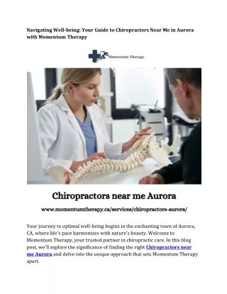 Guide to Chiropractors Near Me in Aurora
