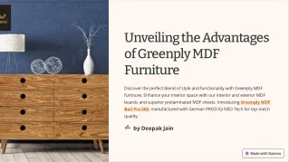 Unveiling the Advantages of Greenply MDF Furniture