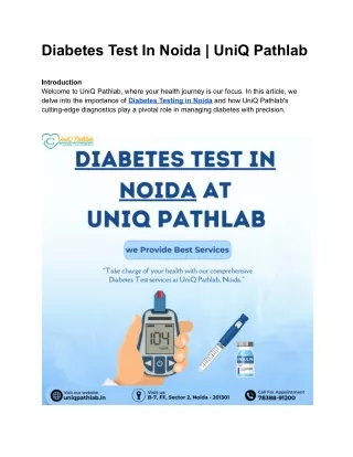 diabetes test in noida uniq pathlab