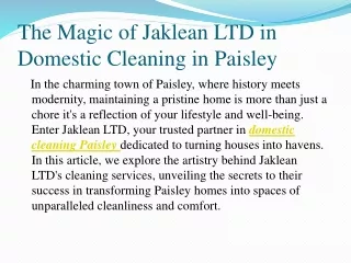 Domestic cleaning Paisley