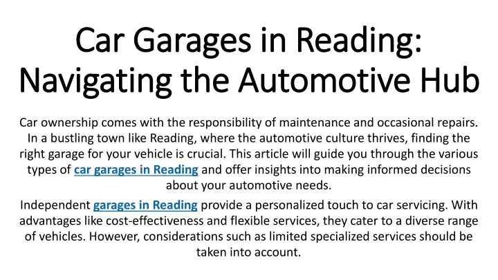 car garages in reading navigating the automotive hub