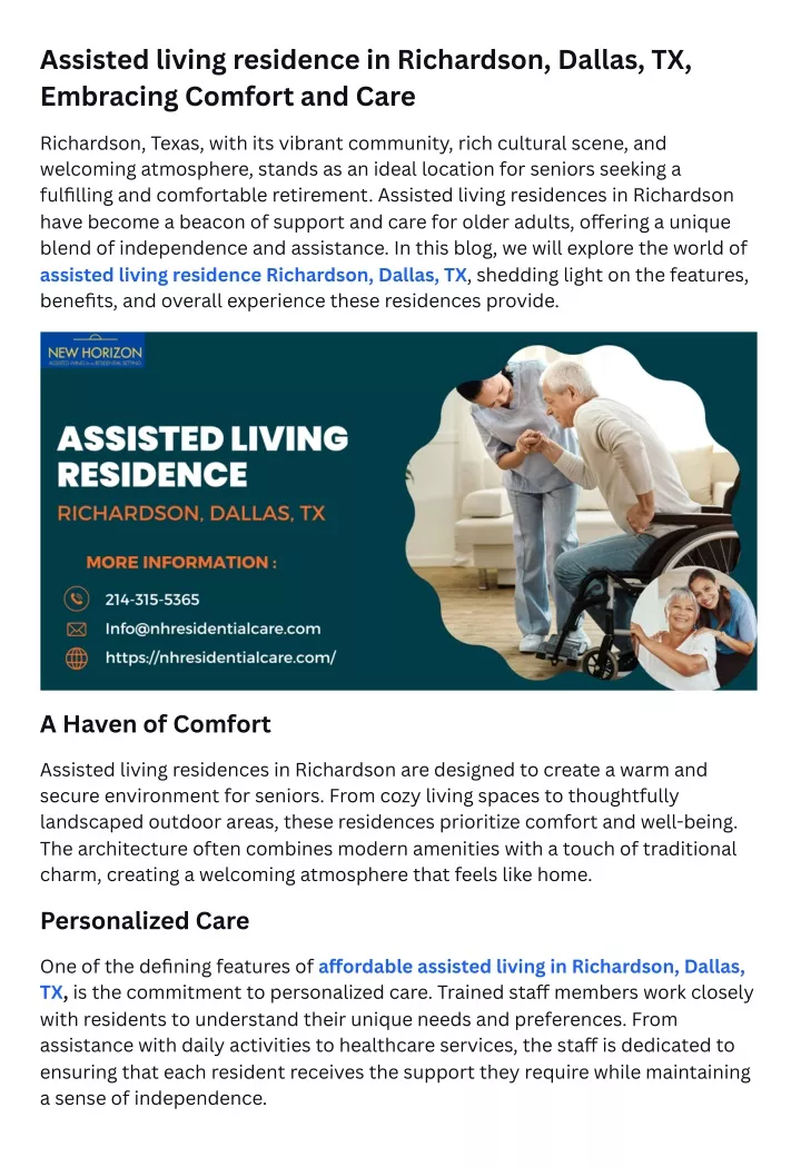 assisted living residence in richardson dallas